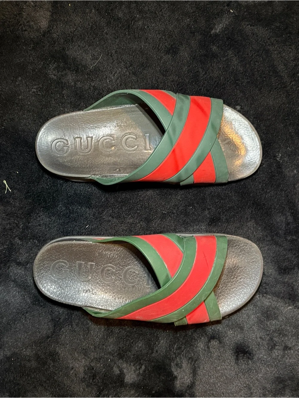 Gucci red and green slides